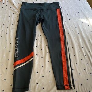 Peloton Charcoal Leggings with Vibrant Red Stripe